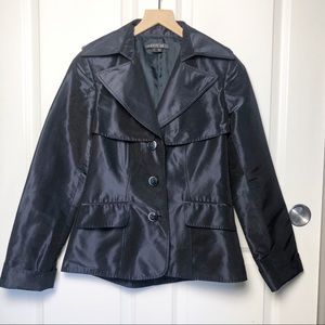 Lafayette 148 Silk Jacket Blazer Iridescent Navy 2